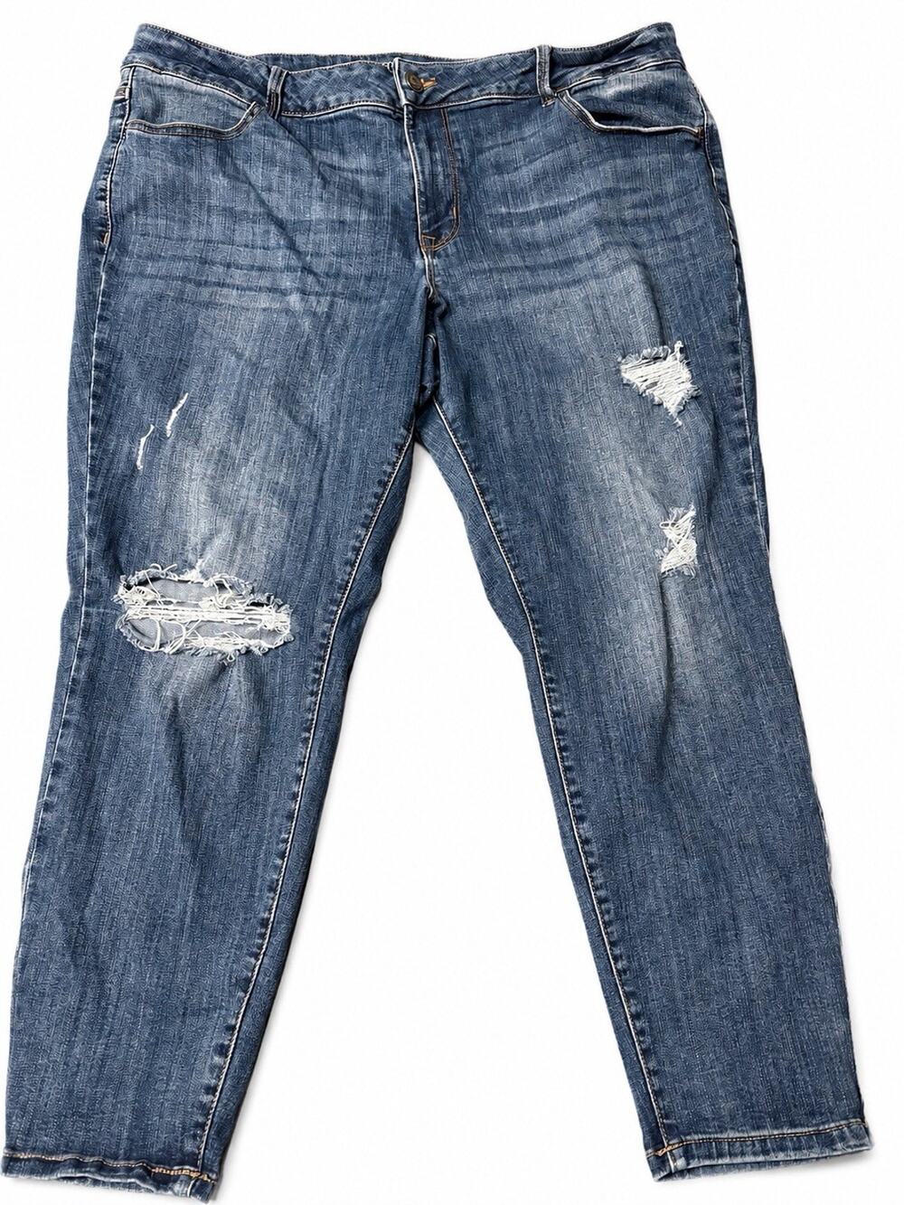 Maurices Mid Rise Distressed Crop Jeans Women’s Plus Size 22W Short Stretch